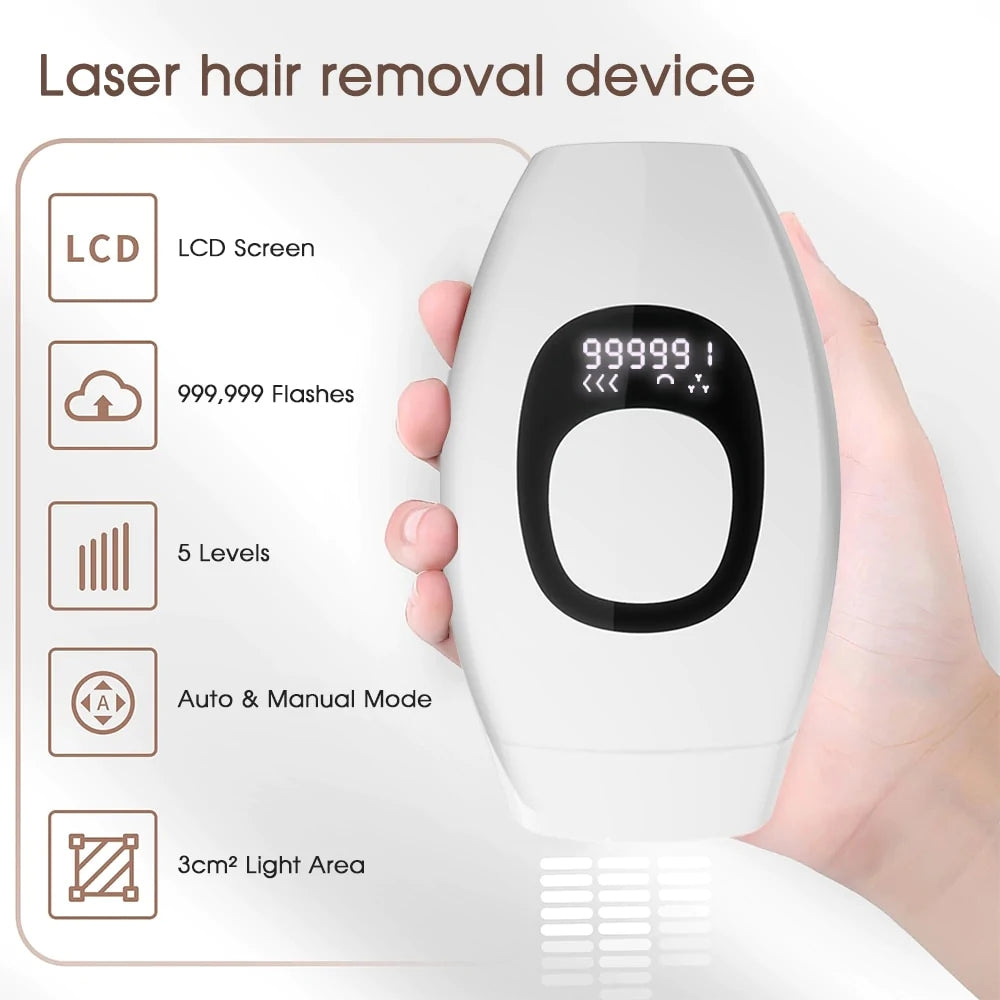 IPL Laser Hair Removal Device – FDA-Cleared, 999K Flashes, Full Body & Face