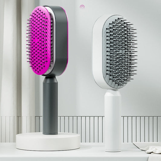 Self-Cleaning Hair Brush – Anti-Static, Scalp Massage & One-Press Clean for Women