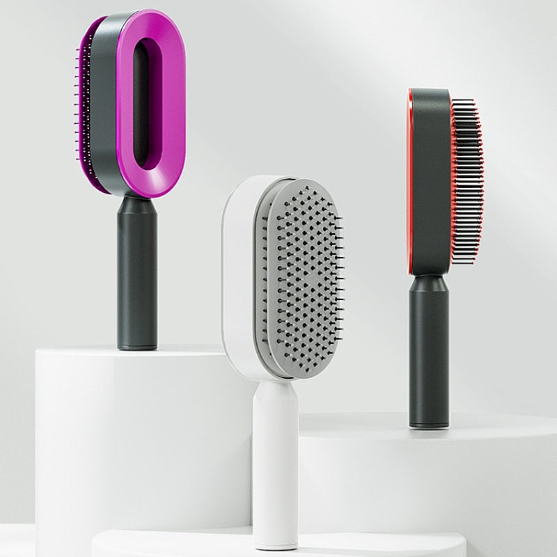 Self-Cleaning Hair Brush – Anti-Static, Scalp Massage & One-Press Clean for Women