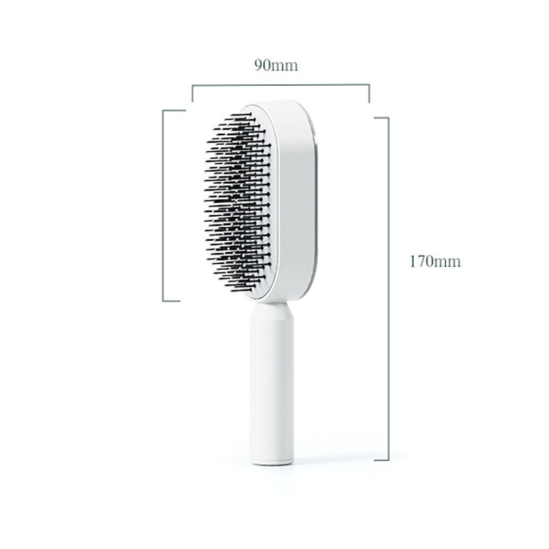 Self-Cleaning Hair Brush – Anti-Static, Scalp Massage & One-Press Clean for Women