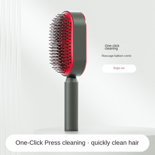 Self-Cleaning Hair Brush – Anti-Static, Scalp Massage & One-Press Clean for Women