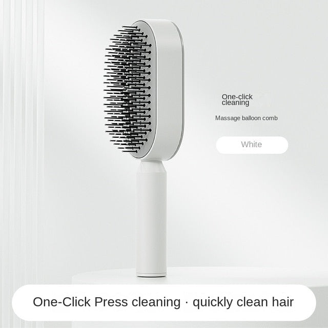 Self-Cleaning Hair Brush – Anti-Static, Scalp Massage & One-Press Clean for Women