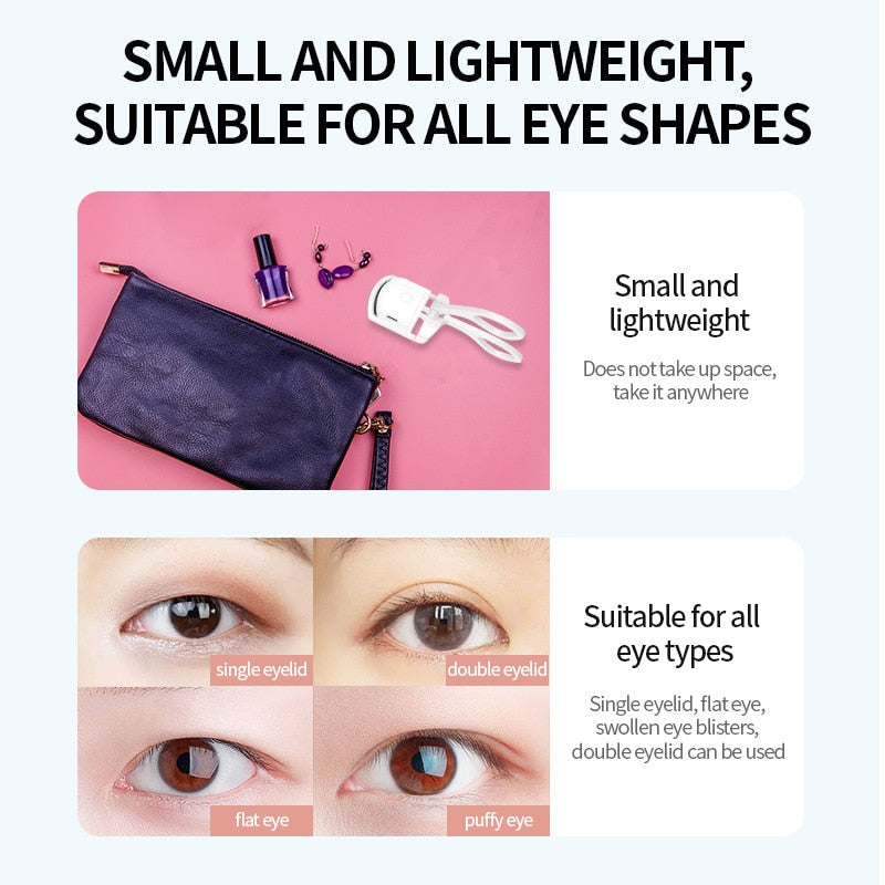 Portable Electric Eyelash Curler – Natural Long-Lasting Curls for Real & False Lashes