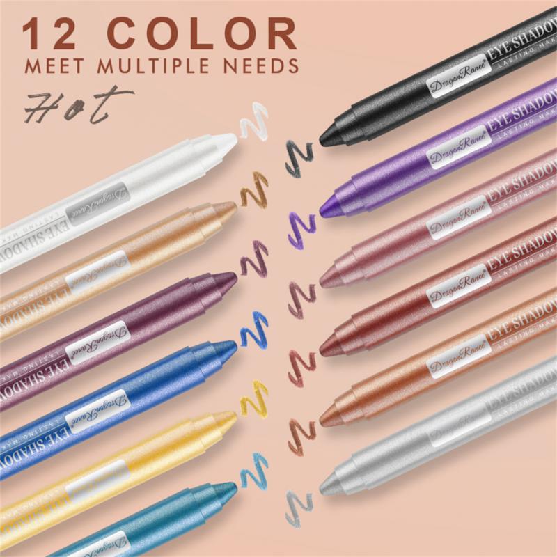 12-Color Eyeshadow Pencil Set – Shimmer, Waterproof & Long-Lasting Eye Makeup