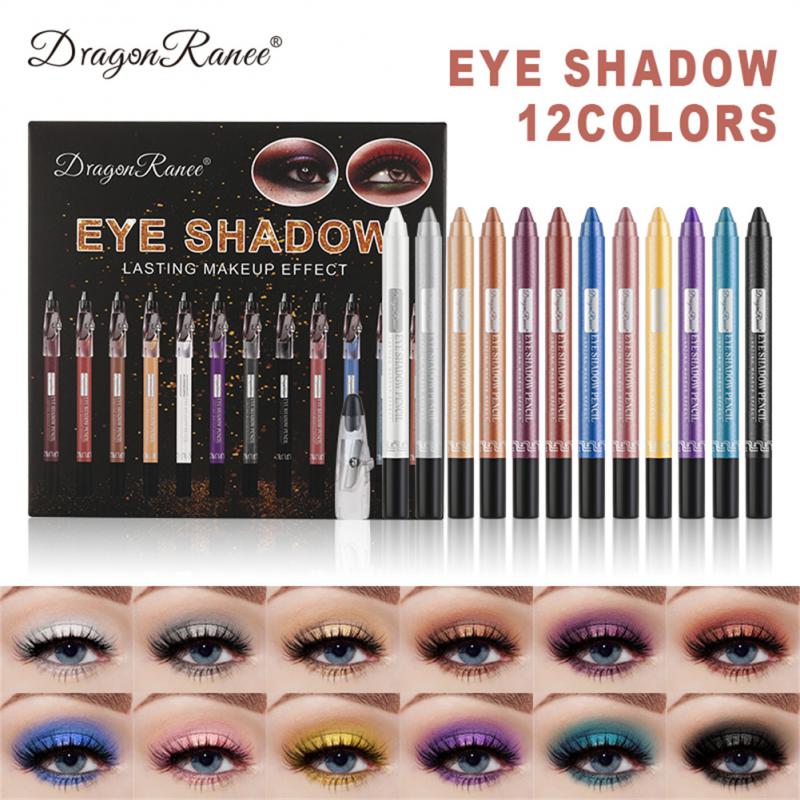 12-Color Eyeshadow Pencil Set – Shimmer, Waterproof & Long-Lasting Eye Makeup