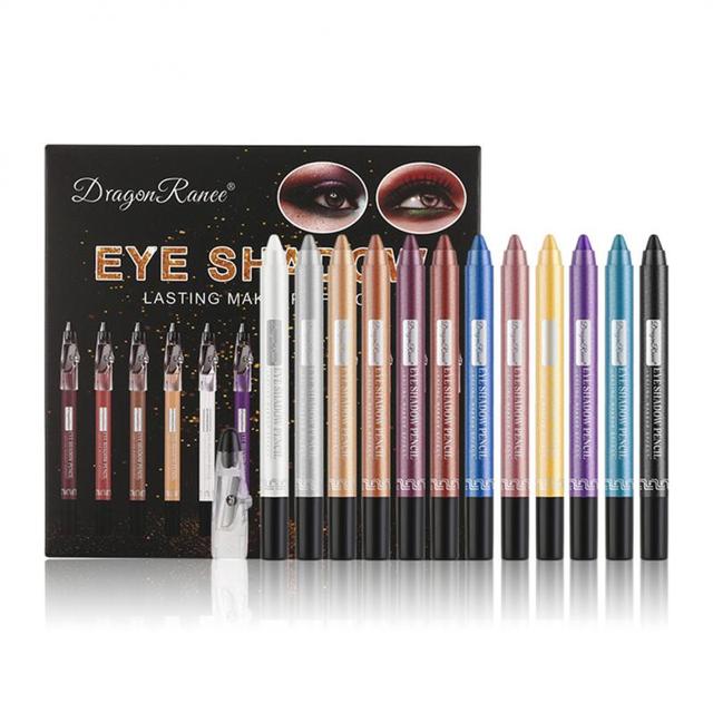 12-Color Eyeshadow Pencil Set – Shimmer, Waterproof & Long-Lasting Eye Makeup