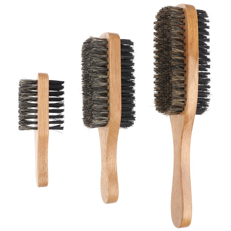 Boar Bristle Beard Brush – Natural Wood Handle for Grooming, Shaping & Healthy Growth
