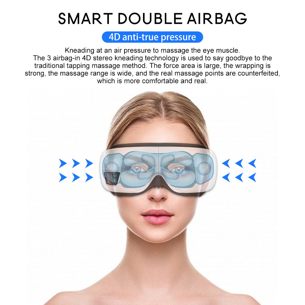 6D Smart Airbag Eye Massager – Heat Compress, Bluetooth Music & Acupressure Relief