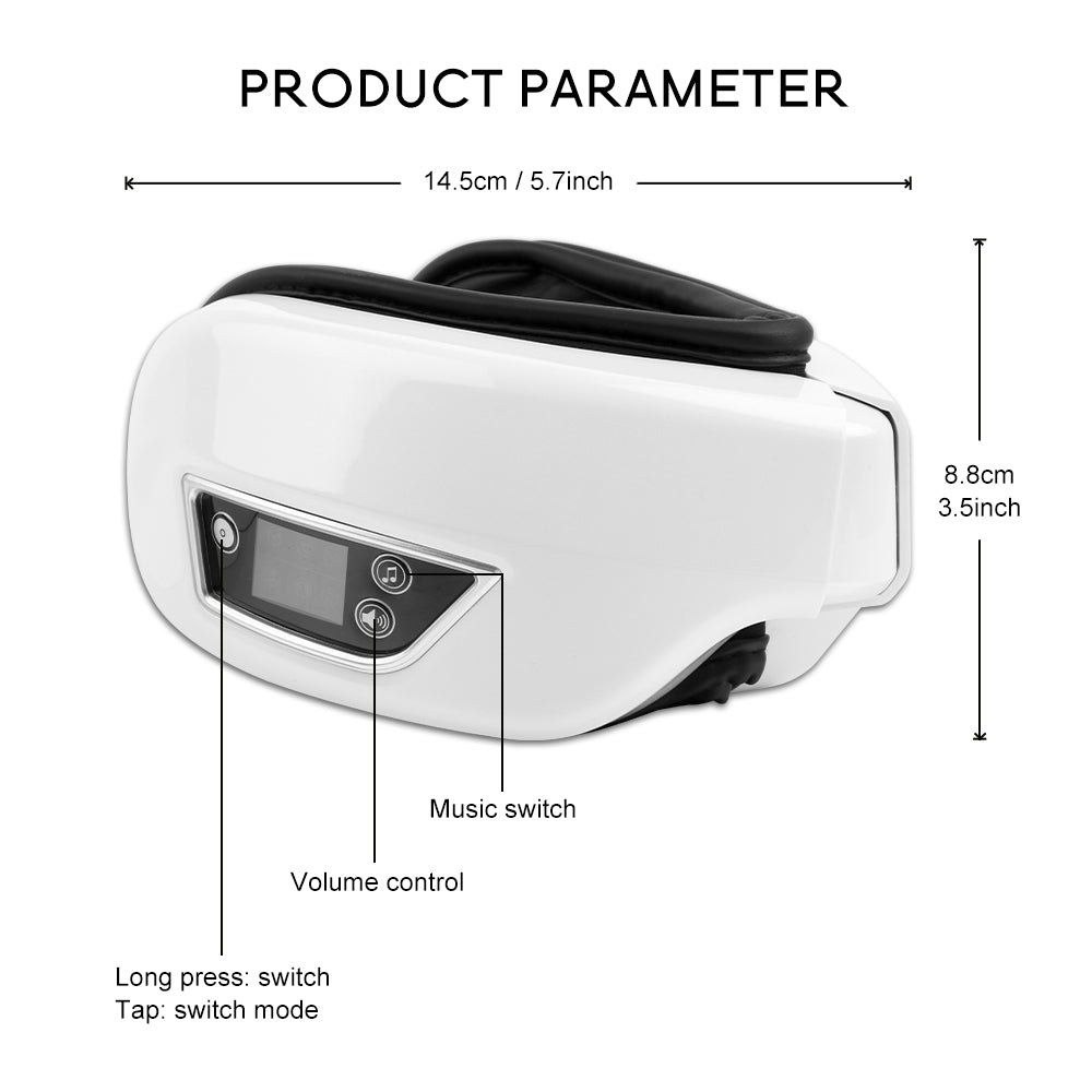 6D Smart Airbag Eye Massager – Heat Compress, Bluetooth Music & Acupressure Relief