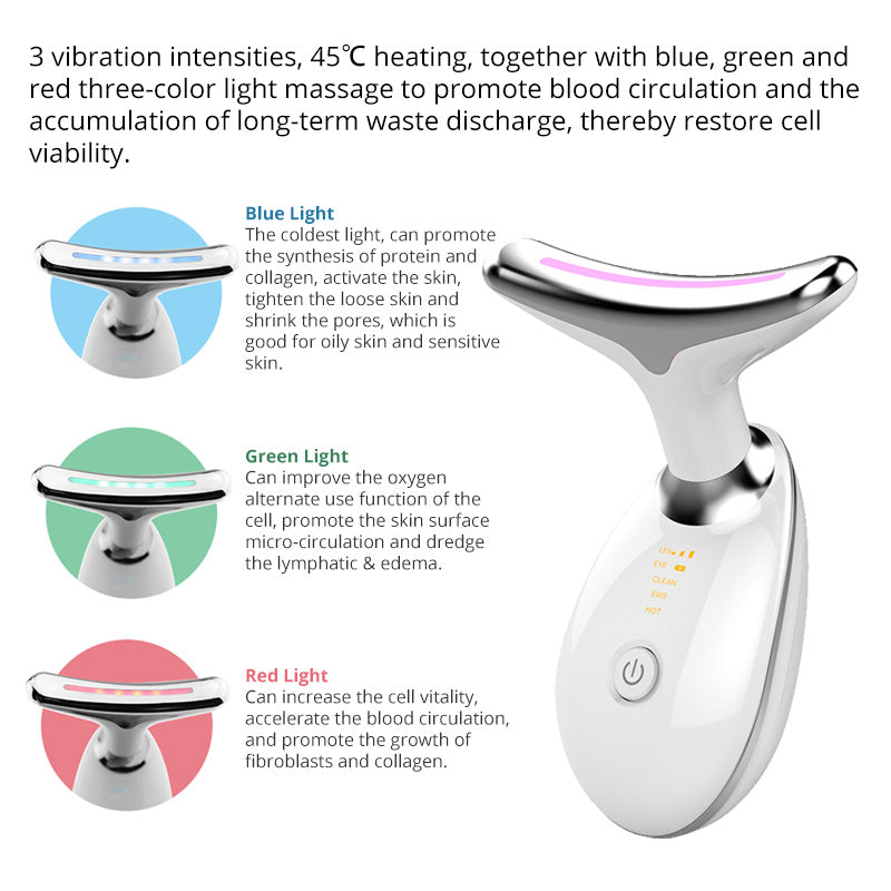 Thermal Neck Lifting Massager – EMS, LED Light Therapy & Ion Treatment for Firmer Skin