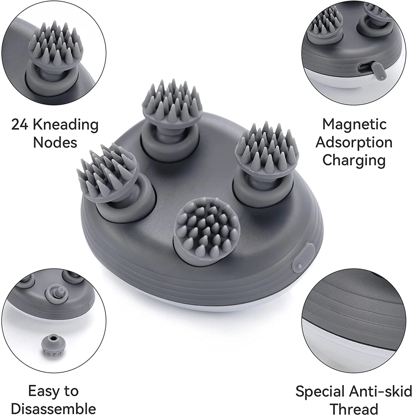 Electric Head & Scalp Massager – Heat, Kneading & Vibration for Tension Relief