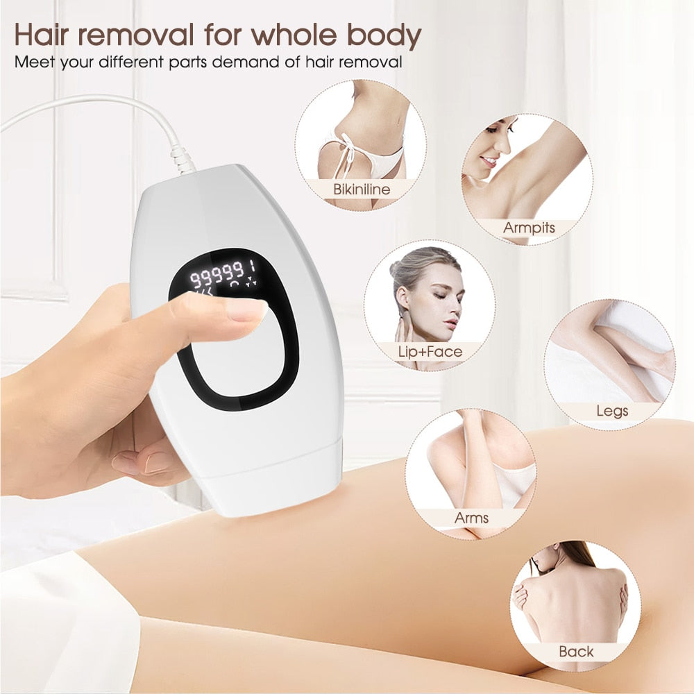 IPL Laser Hair Removal Device – FDA-Cleared, 999K Flashes, Full Body & Face