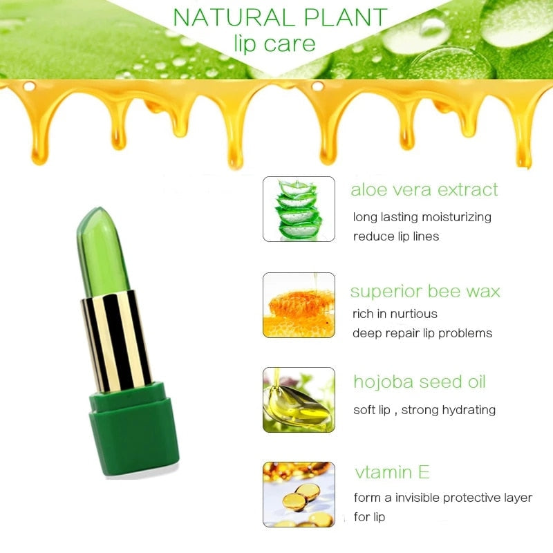 Aloe Vera Moisturizing Lip Balm – Waterproof Color-Changing Tint for Kissable Lips